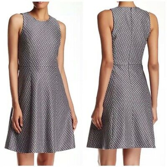 Theory Dresses & Skirts - Theory Black and Gray Jacquard Trekana Fit and Flare Skater Dress, Size 2 🔴